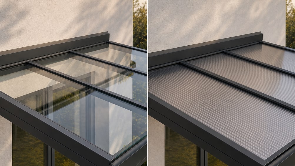VSG-Sicherheitsglas auf einem Aluminium-Terrassendach